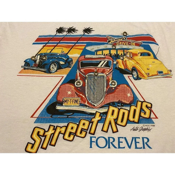 VINTAGE 1986 STREET RODS FOREVER JOHNNY’S MEN SHIRT SIZE LARGE PERFECT CONDITION - Picture 11 of 11